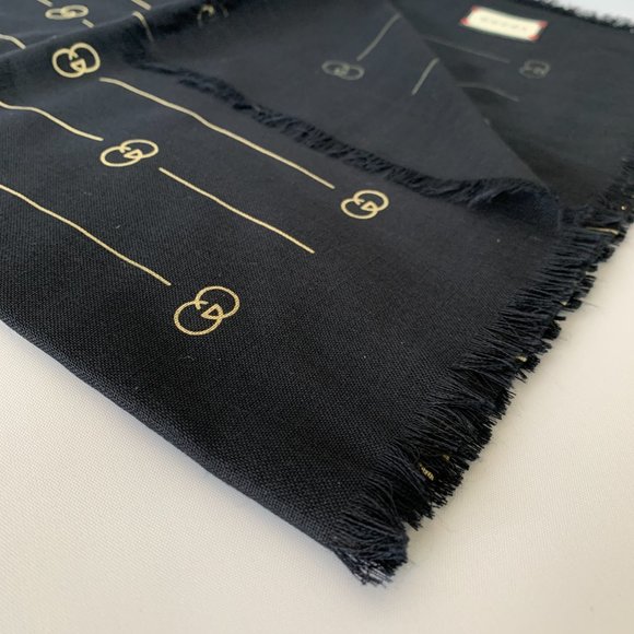 Gucci GG Thin Striped Scarf in Midnight Blue NEW - Picture 7 of 7